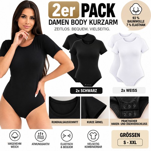 Damen body 2er pack kurzarm - 2er,